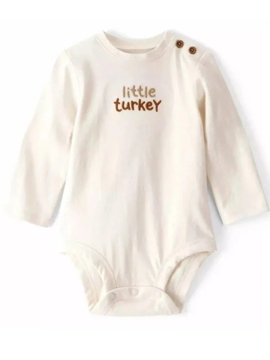 Carters Little Turkey Cream Long-Sleeve Baby One-Piece