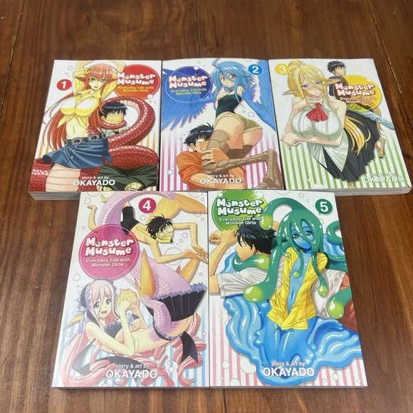 Monster Musume Manga Vol 1-5 Lot First Print Seven Seas OKAYADO English Set