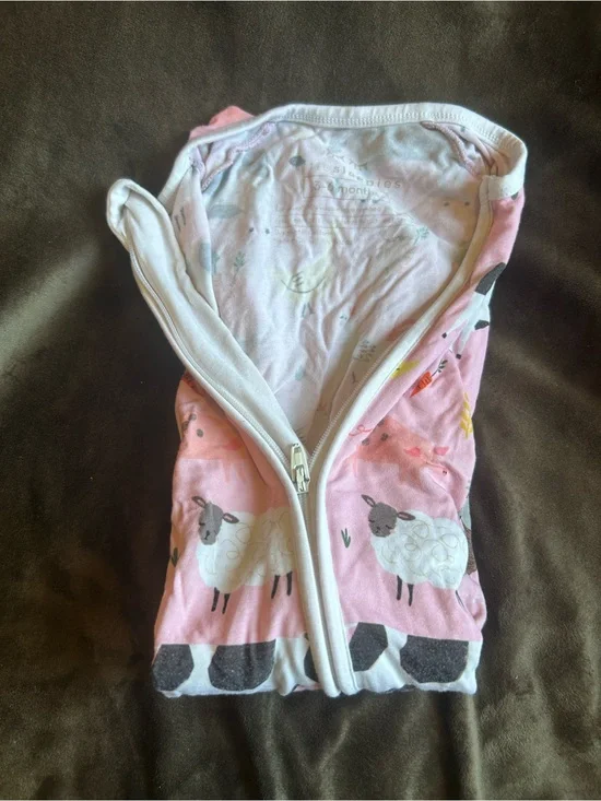 Little Sleepies Pink Sheep Print Zippered One-Piece