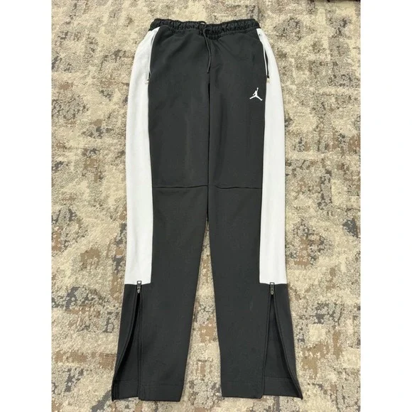 Jordan Mens Black White Side Stripe Zip Ankle Track Pants Joggers Size M