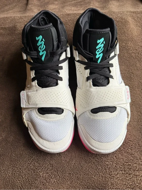 Jordan Men’s White Black Athletic Sneakers with Teal Accent