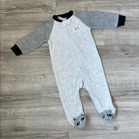 Carter's baby boys raccoon fleece zip up footie