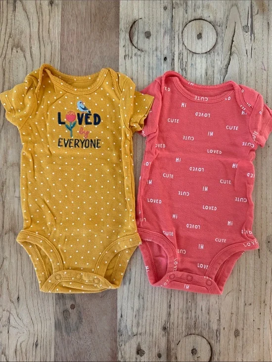 Carter's 2-Pack Baby Bodysuits in Mustard Yellow & Coral