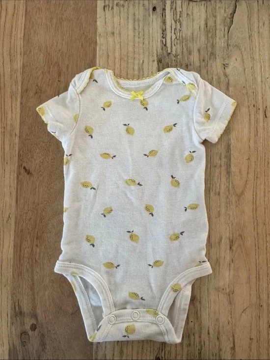 Carter's White One-Piece Bodysuit with Yellow Lemon Print