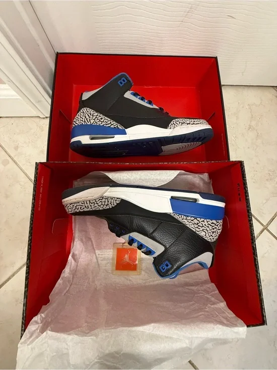 Jordan Black and Blue Elephant Print Retro Basketball Shoes