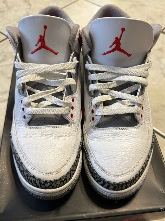 Jordan Retro 3’s White, Red and Gray Retro Basketball Sneakers
