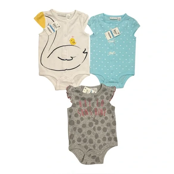 First Impressions Baby Girl 3 PCS Short Sleeve Bodysuit‎ Set 3-6 Months