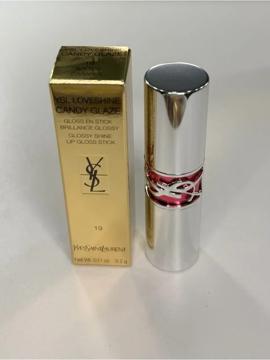 NEW YSL Lacquered Candy Glaze Lip Gloss Stick in Salted Caramel (19)