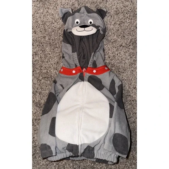 Carter's Gray Spotted Plush Puppy Costume Bodysuit‎ Top Only Baby Size 24 Months