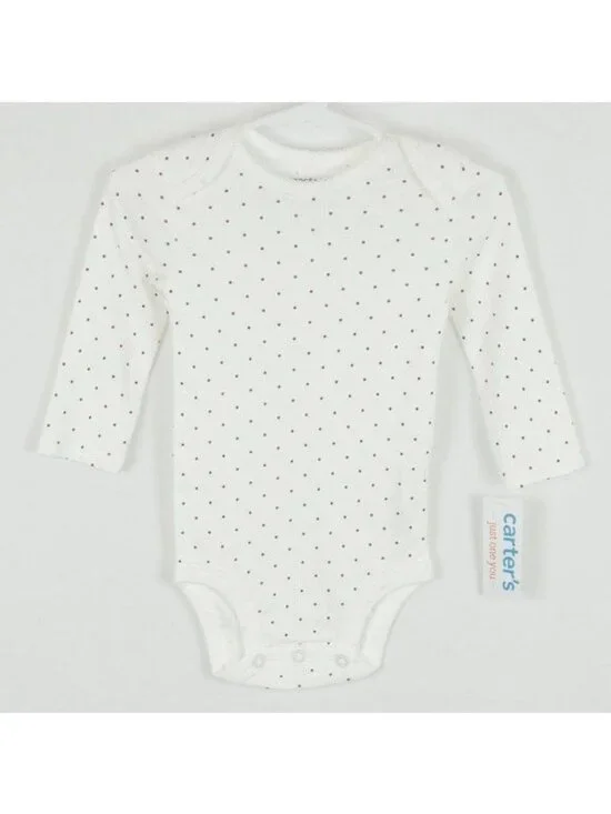 Carter's Infant Size 9 Months White Red Polka Dot Long Sleeve Bodysuit NWT