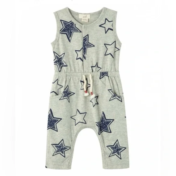 PEEK grey and navy star‎ romper. Perfect for summer and 4th of July! 18/24M