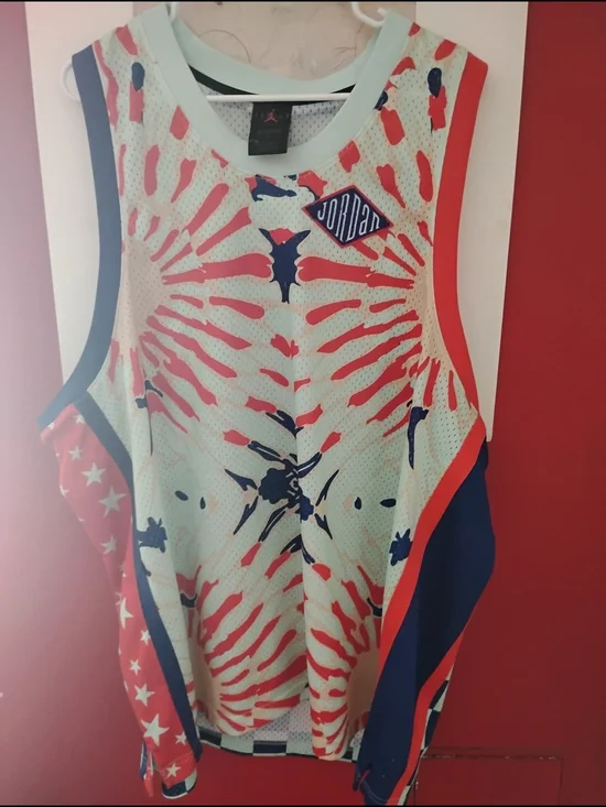 Jordan Red White Blue Graphic Basketball Jersey