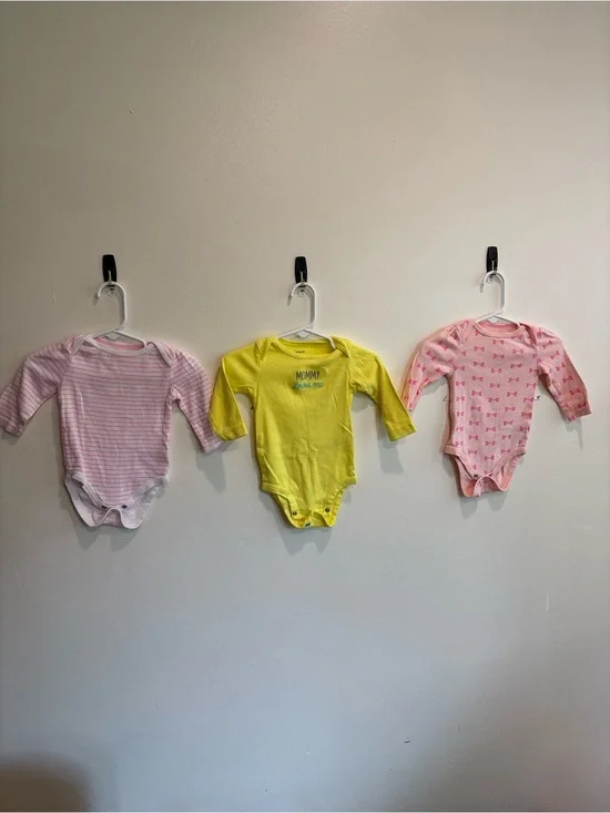 Carter's Long-Sleeve Bodysuit Set in Pink & Yellow 6 month baby girl