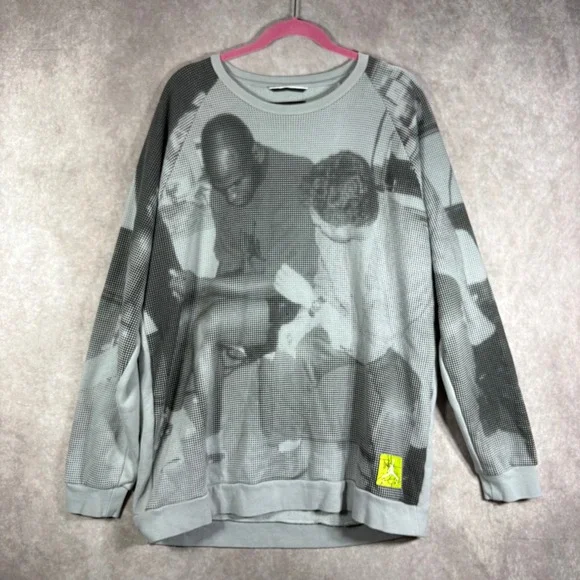 Jordan Sweatshirt Men XL Grey Tinker Hatfield Graphic Fleece BQ1383-017 Pullover