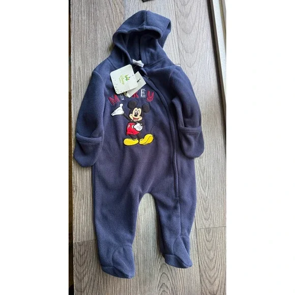 Disney Baby Mickey Mouse Navy Blue Fleece Hooded‎ Pram Suit 3-6M 01135L