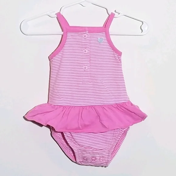 Carter's Heart Striped Bodysuit Skirt Onesie 3m