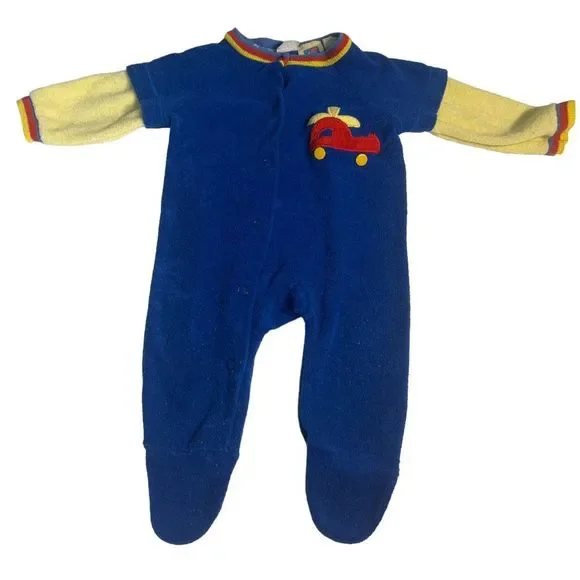 Vintage Carter’s Terry Cloth One Piece Footed‎ Sleeper Romper Sz Med 12-18 Lbs