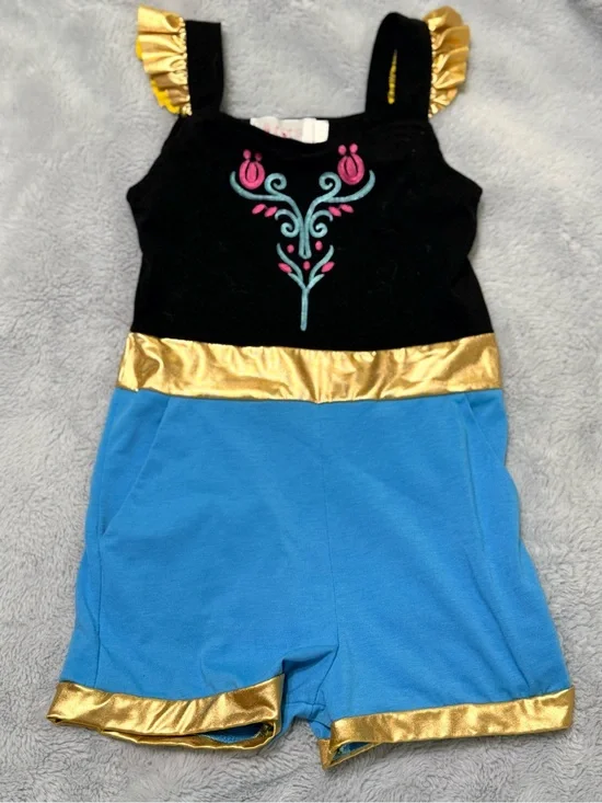 Girls Black, Blue & Gold Princess Costume Romper