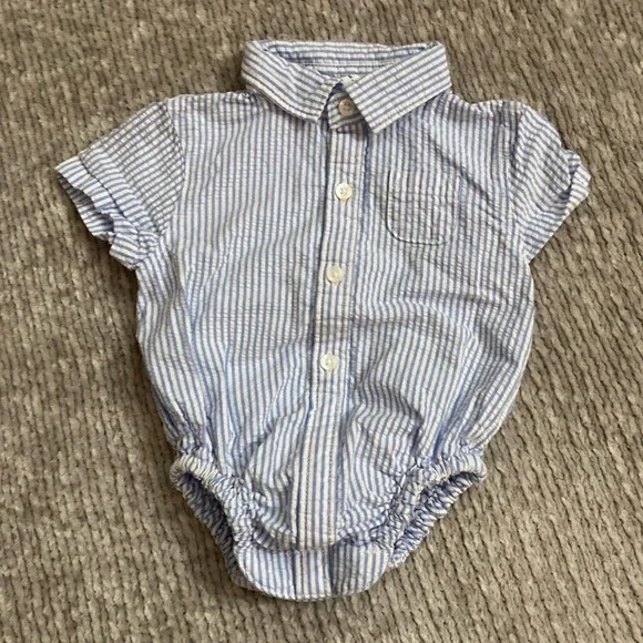 Janie and Jack Easter Seersucker Polo Onesie 0-3 Months Stripes Preppy‎ Spring