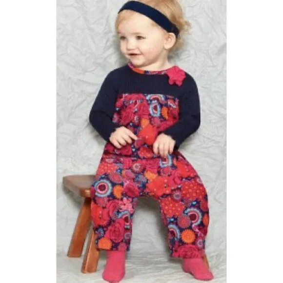 Le Top Baby Girl 3 Month Kaleidoscope Romper‎ Blue Pink