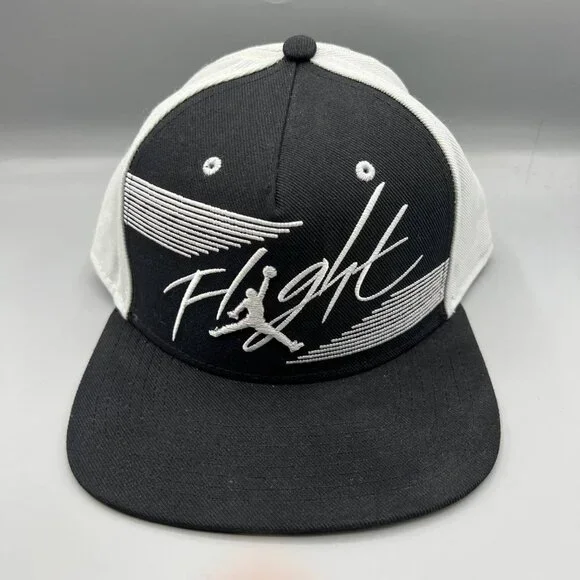 Air Jordan Flight Hat Men Black White Embroidered Logo Jumpman Snap Back Cap‎