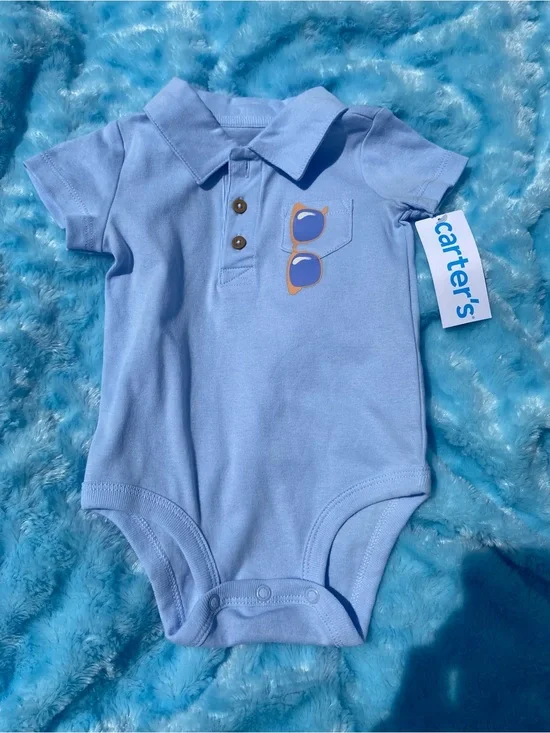Carter's Baby Blue Polo-Style Onesie