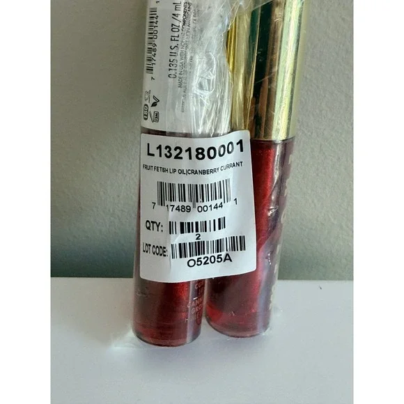 Milani Fruit Fetish Lip Oil 2pk Cranberry Currant 0.135oz Red Gloss NWT NEW