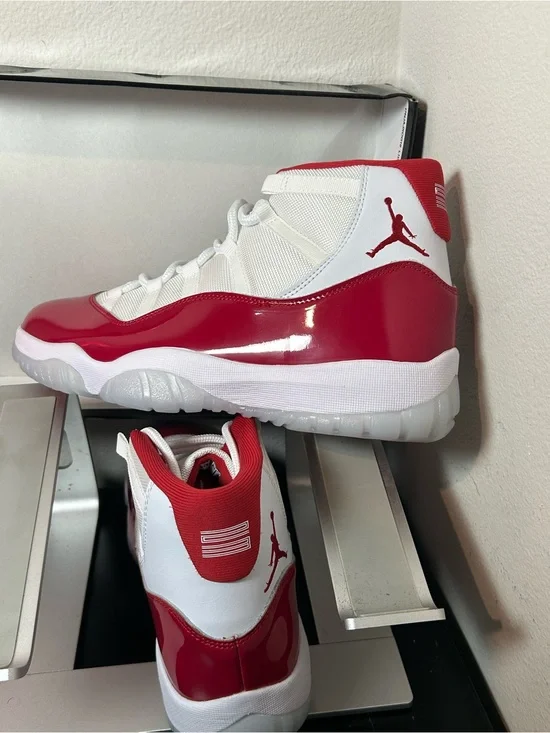 Jordan Retro High Top Sneakers in White and Red