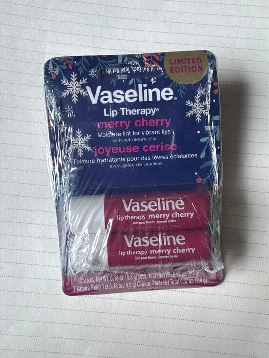 Vaseline Lip Therapy Merry Cherry Lot of 2 Twin Packs Limited Edition New