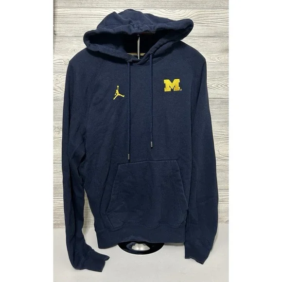 Air Jordan Michigan Wolverines Travel Navy Blue‎ Hoodie Sweatshirt Small S