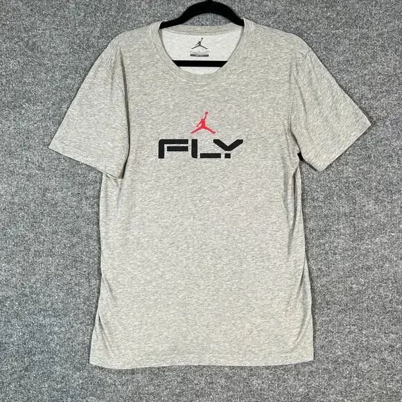 Jordan Shirt Mens Small Gray Fly Jumpman Logo Crewneck T-Shirt Comfort‎