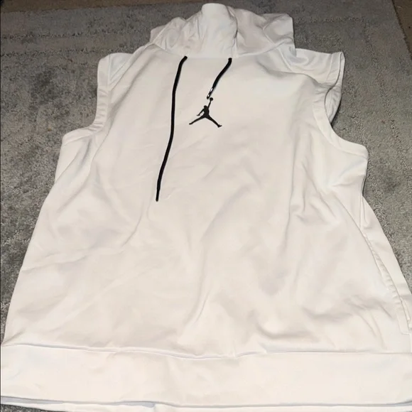 Jordan White Sleeveless Hoodie with Black Jumpman