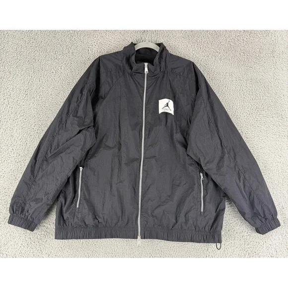 Jordan Flight Jacket Men's XXL Black Windbreaker Full Zip Mesh Lined DQ7336-010