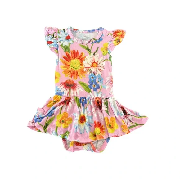 Posh Peanut Kaileigh Ruffled Cap Sleeve Bodysuit Twirl Skirt Bamboo Sz 12-18 mth