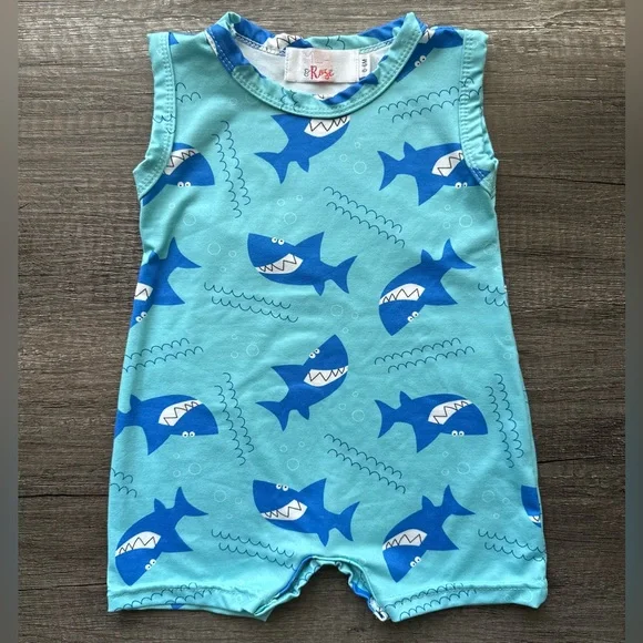 Mila & Rose Sharky Short One Piece Romper‎ Size 0-6mo