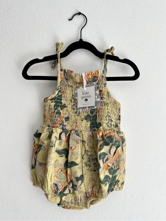 kate quinn Floral Smocked Baby Bubble Romper