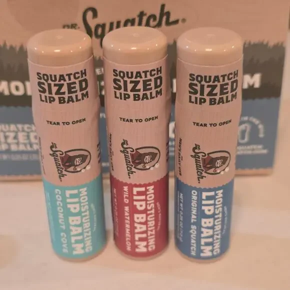 Dr. Squatch Moisturizing Lip Balm Variety 3 Pack 0.25oz Each Original Coconut