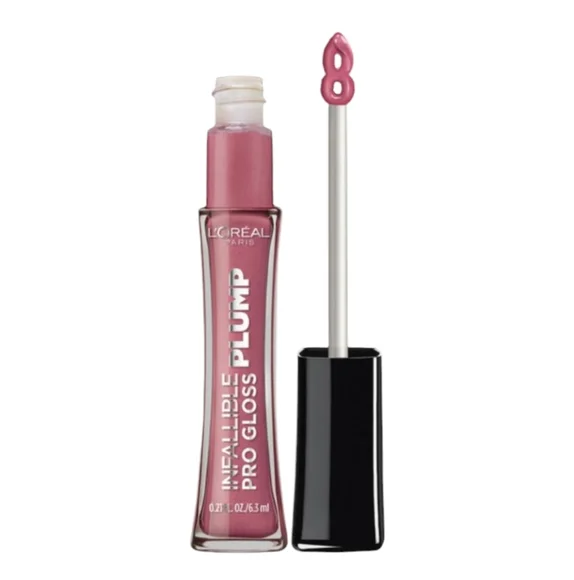 2 x L'Oreal Pro Plump Lip Gloss With Hyaluronic Acid 606 Mauve Glow