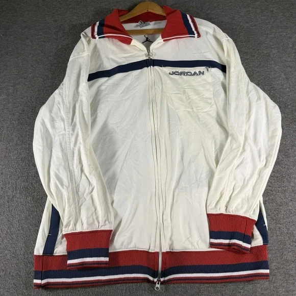 Jordan Jumpman Track Jacket White Red Blue Size XL Full Zip Basketball