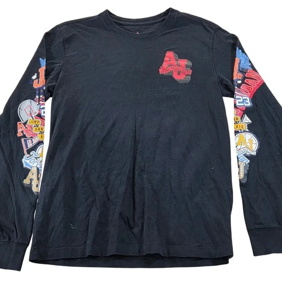 Air Jordan Long Sleeve T-Shirt Black Graphic‎ Print Mens Size Small
