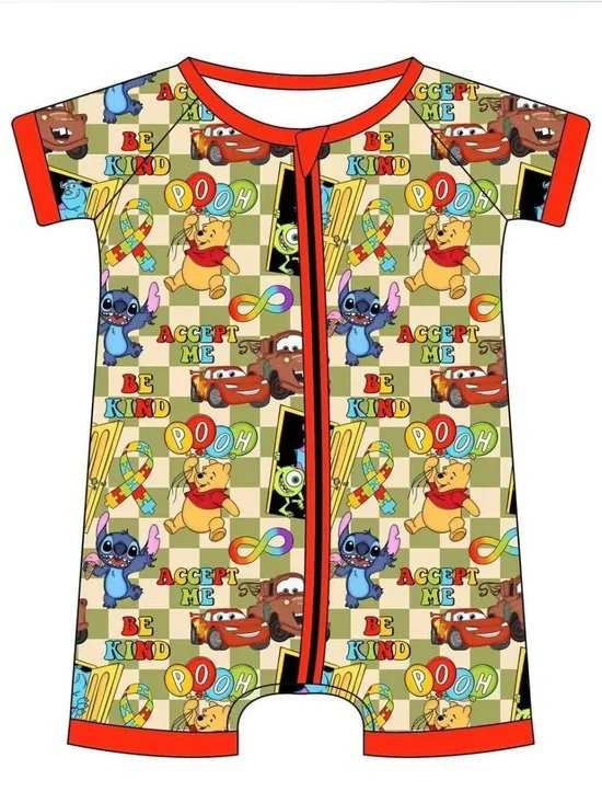 BAMBOO Kids YKK double zipper shortie in Red, Beige, Blue, Yellow