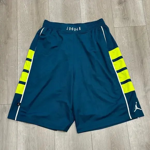 New Nike Jordan Cat Scratch basketball shorts Turquoise Yellow size XL B31