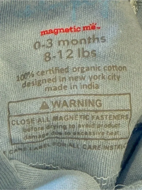 Magnetic Me Organic Cotton Magnetic Footie Sleeper Blue 0–3 Months EUC