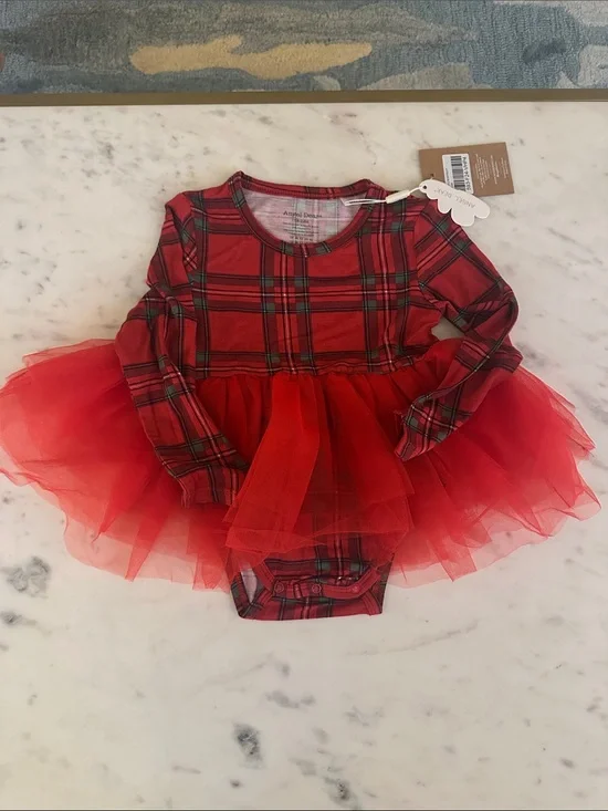 Angel Dear Red Plaid Tutu Bodysuit