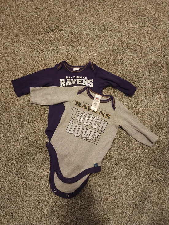 Gerber Baltimore Ravens Two-Pack Bodysuits - Purple & Gray