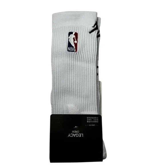 Air Jordan Legacy Dri Fit Crew Socks Mens Womens Large 9-11 White NBA Basketball