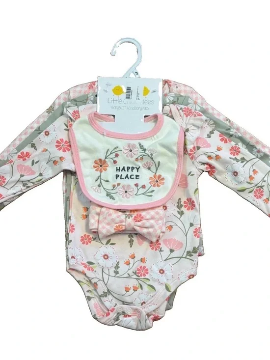 Little Chickadees Baby Girls Bodysuits & Accessory Pack - 6/9 Months
