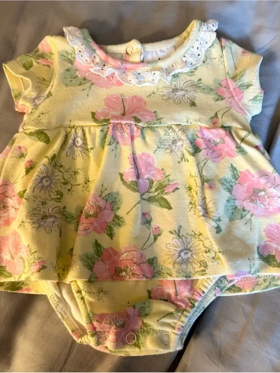 Laura Ashley Yellow Floral Baby One-Piece