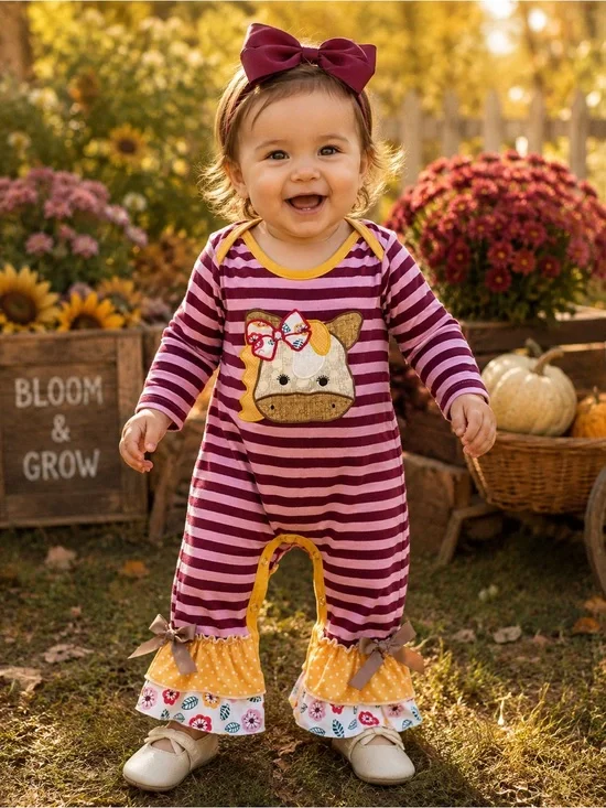 Baby girl boho western ruffle romper