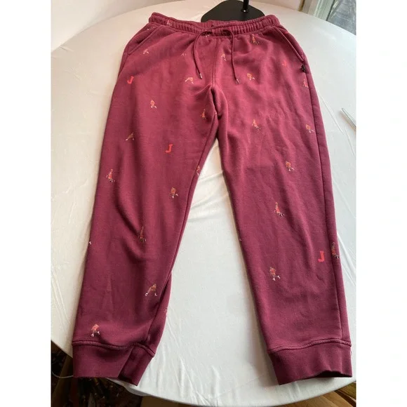 Jordan Flight MVP Fleece Pants Mens XL Burgundy All Over Print Joggers